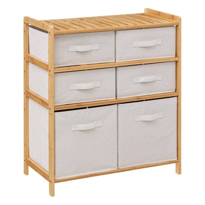 Meuble étagère avec 6 paniers Tidy box bambou - 5 five simply smart