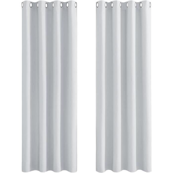 Rideaux Occultants Géométriques Gris Noir – Lot De 2, 140x200 Cm Chacun, Thermiques Et Anti-bruit