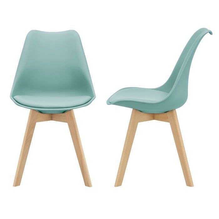 Lot de 2 chaises siège de salle à manger cuisine scandinave synthétique hêtre 81 cm Lot de 2 chaises siège de salle à manger cuisine scandinave synthétique hêtre 81 cm
