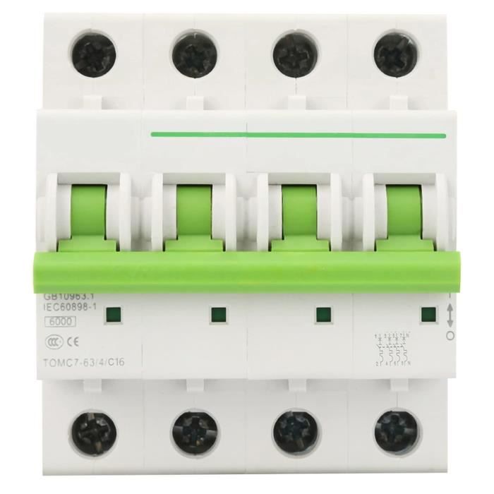 Interrupteur Différentiel Pur 4P 16A 30mA 380V - Protection 6KA - Pour Rail DIN - 4 Modules