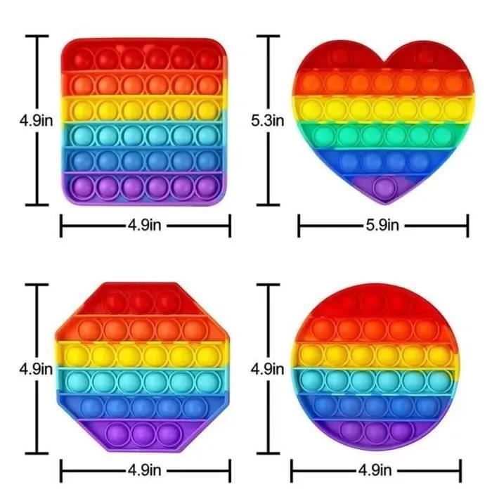 Lot De 3 Fidget Toys Pop Bubble En Silicone – Anti-Stress Rainbow Pour Enfants Et Adultes