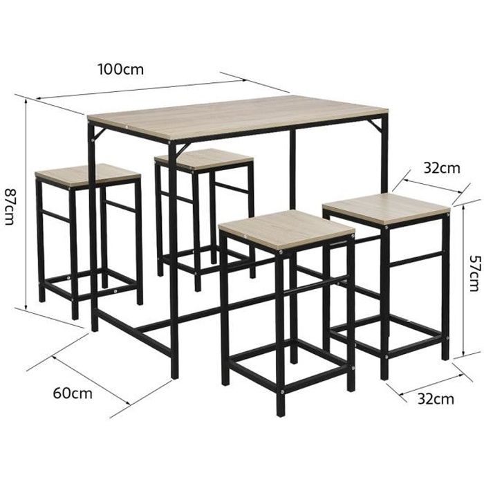 Ensemble Table De Bar Bistrot Avec 4 Chaises Haute Pour Le Balcon