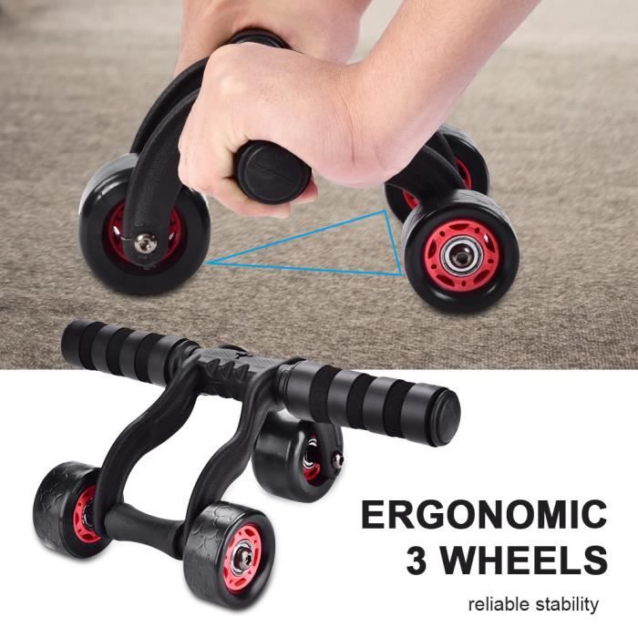 Rouleau dexercice abdominal Roue double avec poign/ées en mousse Exercices de force Roue dentra/înement abdominale