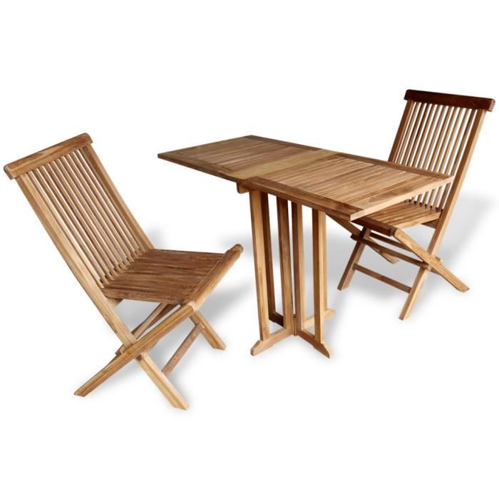 Vidaxl Mobilier De Balcon Trois Pieces En Teck Achat Vente