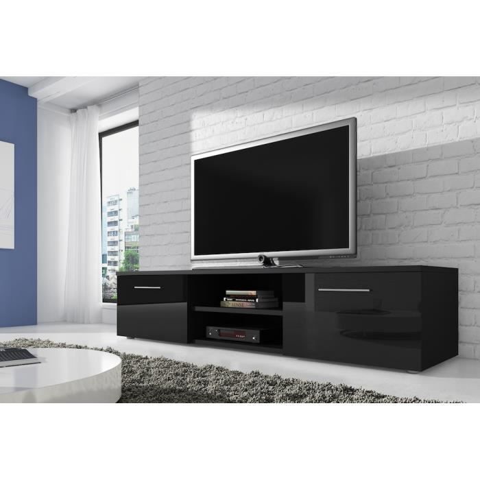Vegas Meuble Tv Contemporain Decor Noir 150 Cm Achat Vente Meuble Tv Vegas Meuble Tv Contemporain Cdiscount