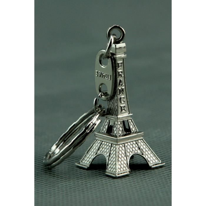 Porte-clés pendentif tour Eiffel en argent antique, cadeau souvenir, livraison directe, document, 18x43mm  36