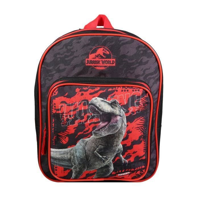 Sac a dos enfant BAGTROTTER Jurassic World Dinosaure Noir et rouge 31 cm
