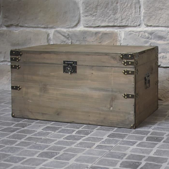 ANCIEN COFFRE MALLE En Bois Et Tissu Couleur Militaire Poignée Laiton EUR 80,00 - FR