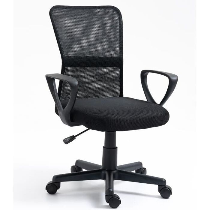 nordlys - chaise de bureau ergonomique reglable avec accoudoirs base nylon tissu noir 58 x 57 x 84-96 (cm)