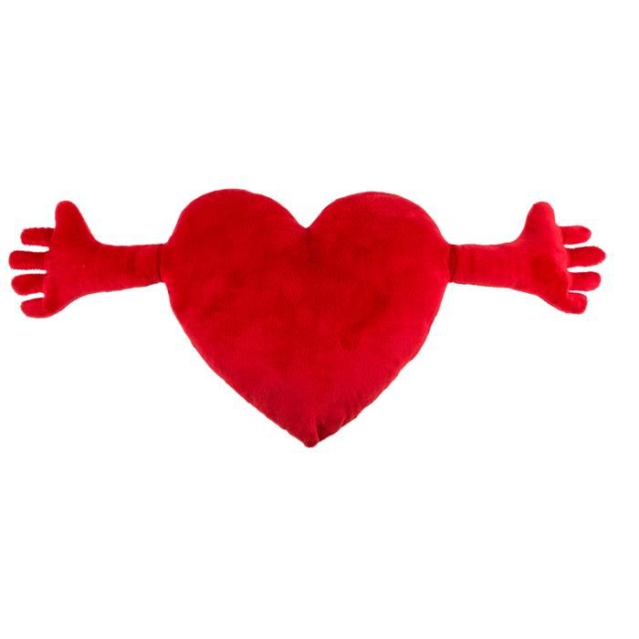 Coussin Cœur Tissé Main Peluche Douce Rouge - 28x27 Cm - Décoration Canapé Chambre Cocooning Décoration Cœur Rouge Maison