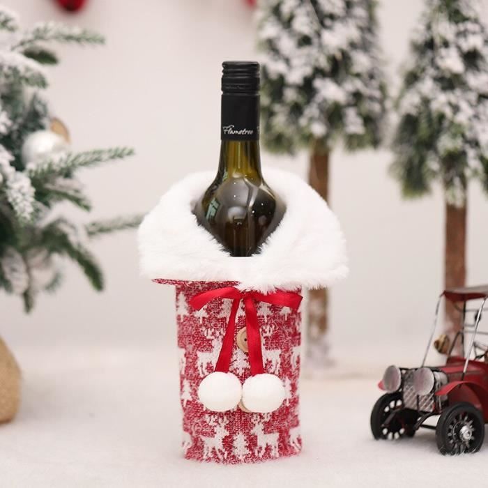 Wicemoon Bouteille vin Main décoration de Noël Sac de vin,Housse Vêtements de Noël Rouge Bouteille de vin Ensembles 