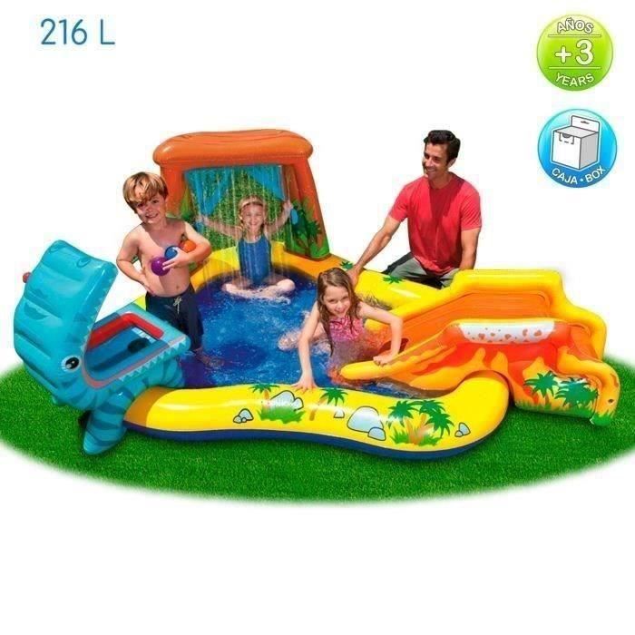 Piscine gonflable Enfant - Aire De Jeux aquatique Dinosaure - INTEX - 249 x 191 x 109 cm - 3 ans et plus