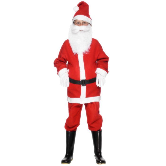 Déguisement Père Noël Américain Enfant 6-8 Ans Rouge et blanc