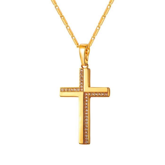 Pendentif croix femme plaqué or