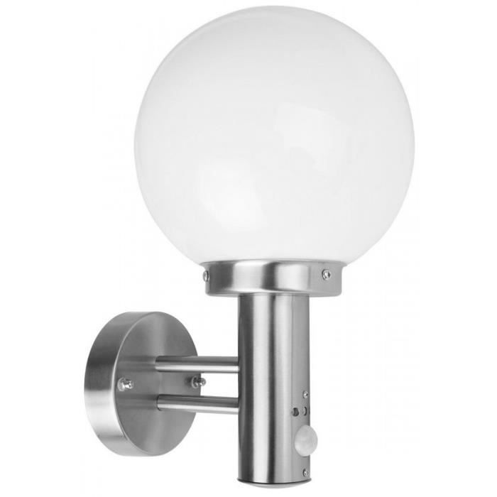 APPLIQUE BOULE INOX 60W AVEC DETECTEUR Cdiscount Maison