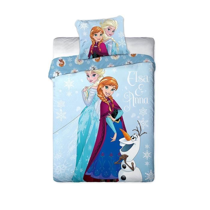 Parure de lit réversible Disney La Reine des Neiges Anna et Elsa