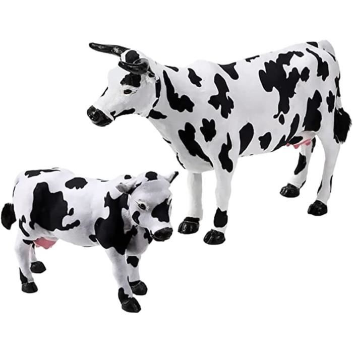2 Pièces Vache Statue De Jardin Ferme Animal Statue Résine Mini Veau