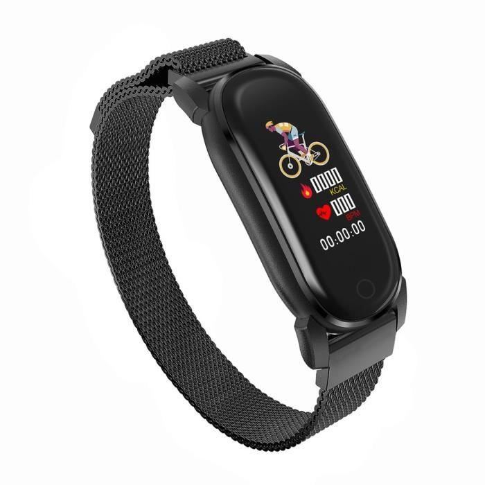Montre Connecte Noir Tracker Temperature Bebe Acier Bracelet Montre Connecte Fitness Bracelet Rythme Cardiaque Cdiscount Telephonie