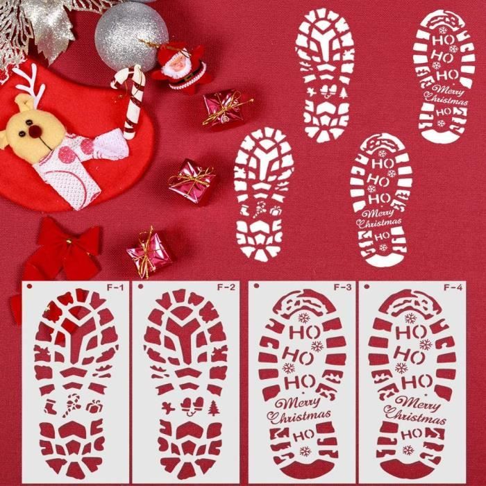 Pochoirs De Noël Réutilisables - 12 Modèles, 25x17 Cm, Pour Décorer Fenêtres, Murs Et Cartes De Vœux