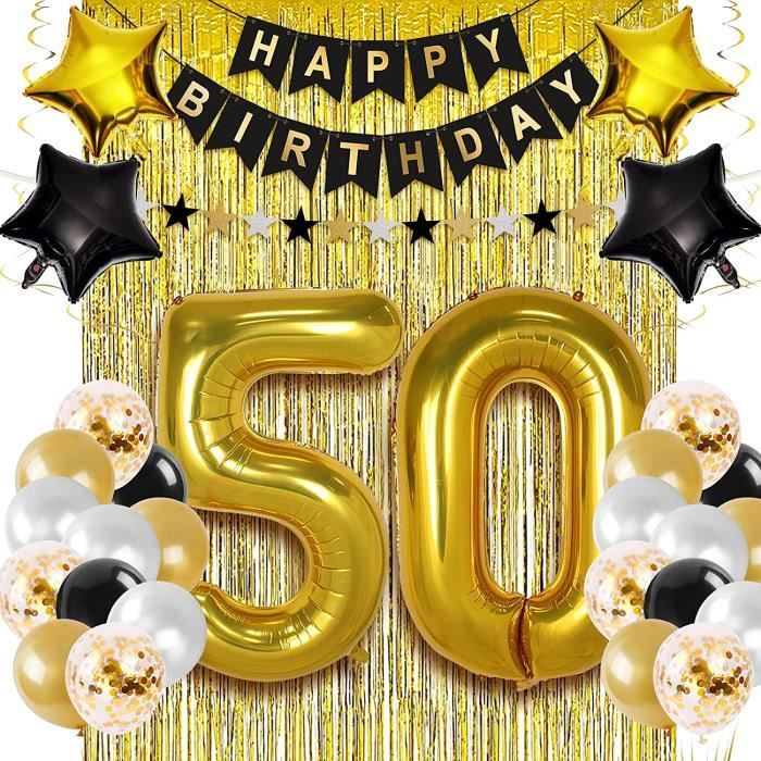50 Ans Deco Anniversaire Or Noir Anniversaire Decoration Banniere Joyeux Anniversaire Rideau A Or Franges Confettis Latex N 45 Cdiscount Beaux Arts Et Loisirs Creatifs
