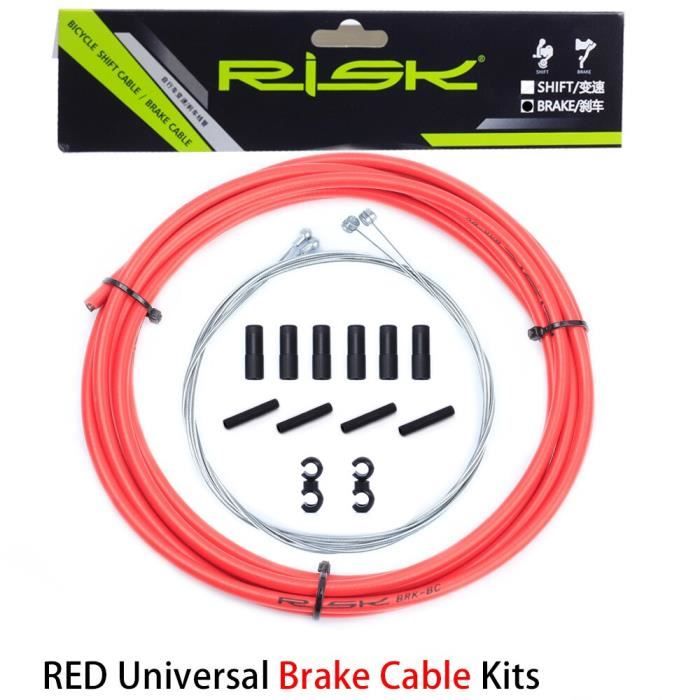 Kit Câbles De Frein Vélo - Gainé 5m + Câble Avant 1,1m + Arrière 1,7m - Acier Inoxydable, Compatible VTT, Route, Vélo Pliable
