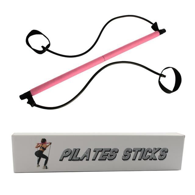 Barre De Musculation Pilates + Bande élastique Résistance Réglable – Fitness, Gym