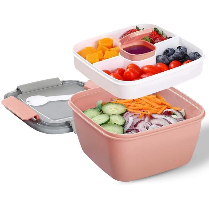 Lunch box avec 3 compartiment, salade boîtes repas adultes enfants, boîtes  bento box anti-fuite, passe au micro-ondes, sans bpa - Cdiscount Maison
