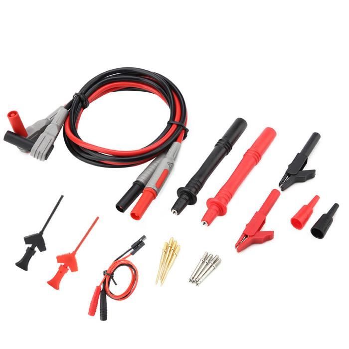 Kit 8 Pièces Câbles Test Multimètre – Pinces Crocodiles, Mini-Crochets, Sondes Aiguilles – Pro & Bricolage