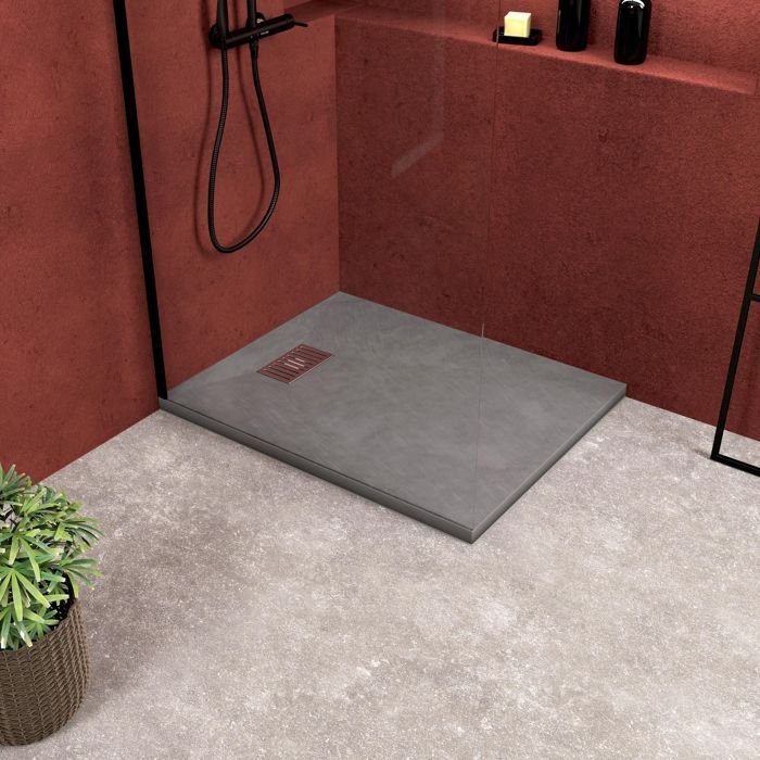 Receveur De Douche Laneri 80x100 Cm Anthracite Effet Ardoise Résine Réductible