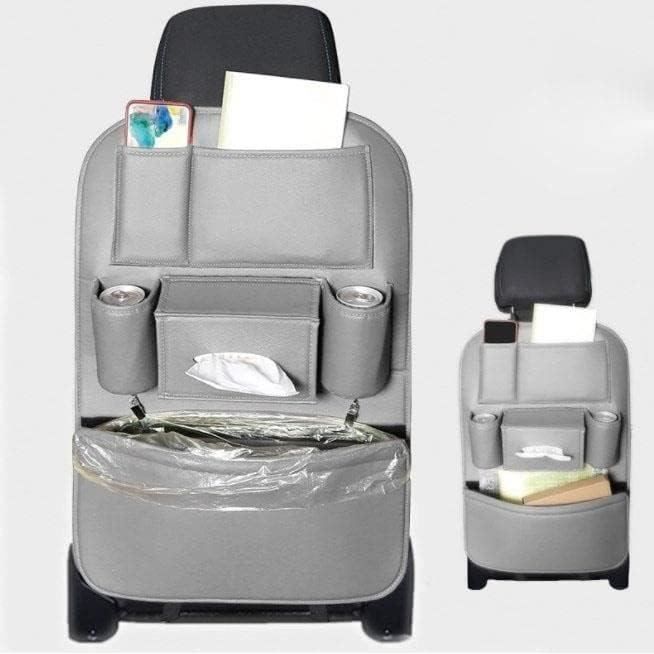 Rangement Auto 2 Recharges Siège Auto Noir - Cuir Synthétique - Anti-Perdre Objets - 46x7x4,2cm - Universel Harnais Pour Siège Auto