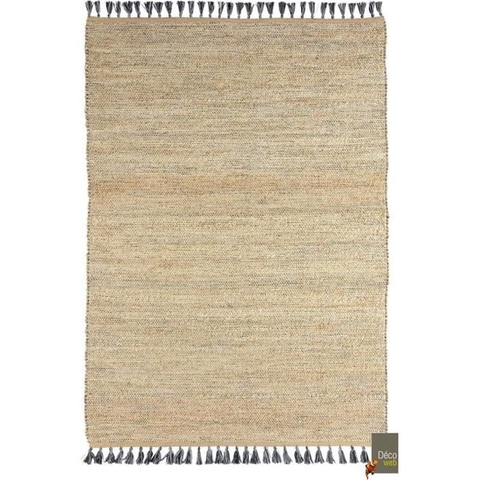 tapis naturel en jute et coton neo ethnique gris 200x290 cm cdiscount maison