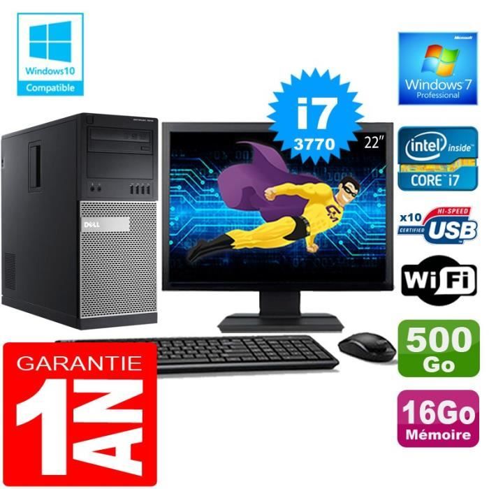 PC Tour - DELL - 7010 - Core i7-3770 - 16Go RAM - 500Go HDD - Windows 7 Pro - Ecran 22