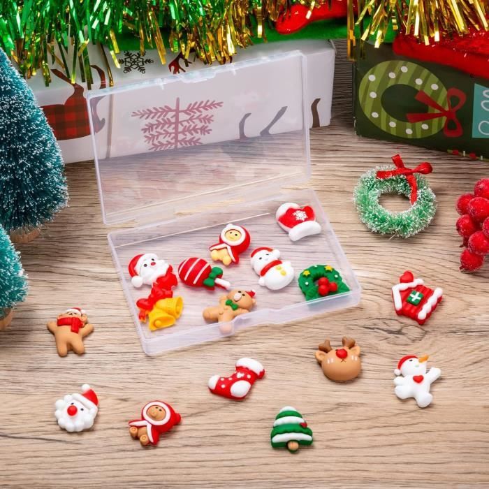 60 Pièces Décorations De Noël En Résine - Père Noël, Sapin, Bonhomme De Neige - Pour Arbre Et Bricolage - 14