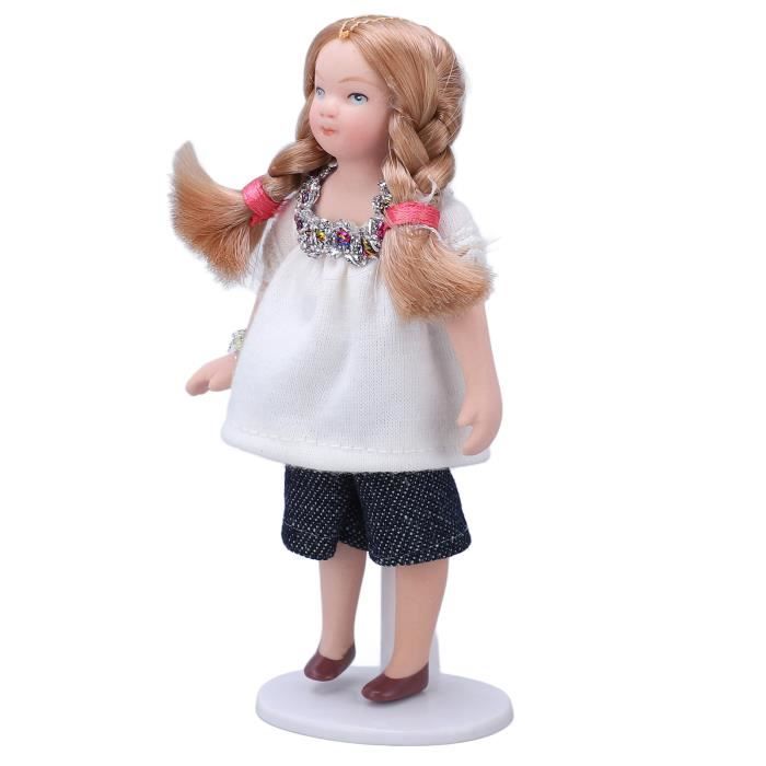 EBTOOLS Dollhouse Girl Doll Miniature Girl 112 Scale Blond White T