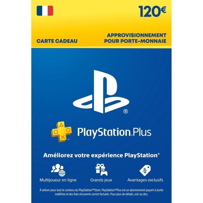Carte cadeau numérique de 120€ à utiliser sur le PlayStation