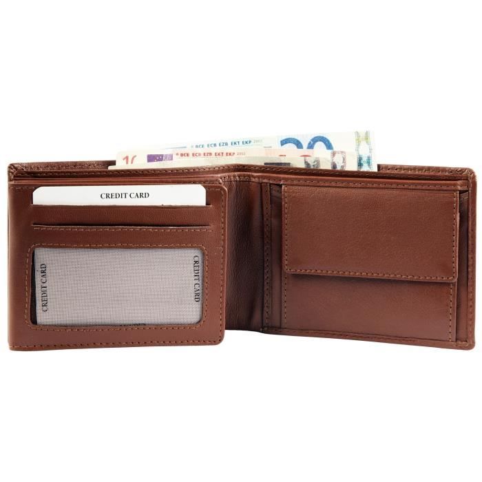 Mini Portefeuille Homme Cuir Véritable RFID – Slim Wallet Usé Marron Antique – 10×6,5 Cm – J.Jones