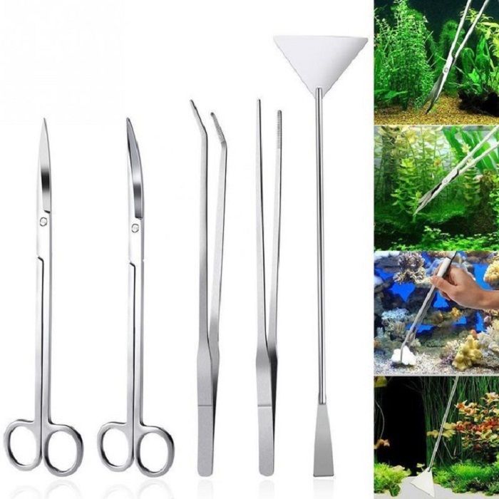 Comparer les prix de Kit de Aquascaping d'aquarium en acier inoxydable 5 en 1 Aquarium Ensemble d'outils plantes Pinces Spatule à ciseaux