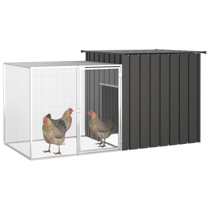 Meilleurs prix pour Cage pour poules - BAO - Anthracite - Acier galvanisé - 200x91x100 cm - Sécurisée et ventilée