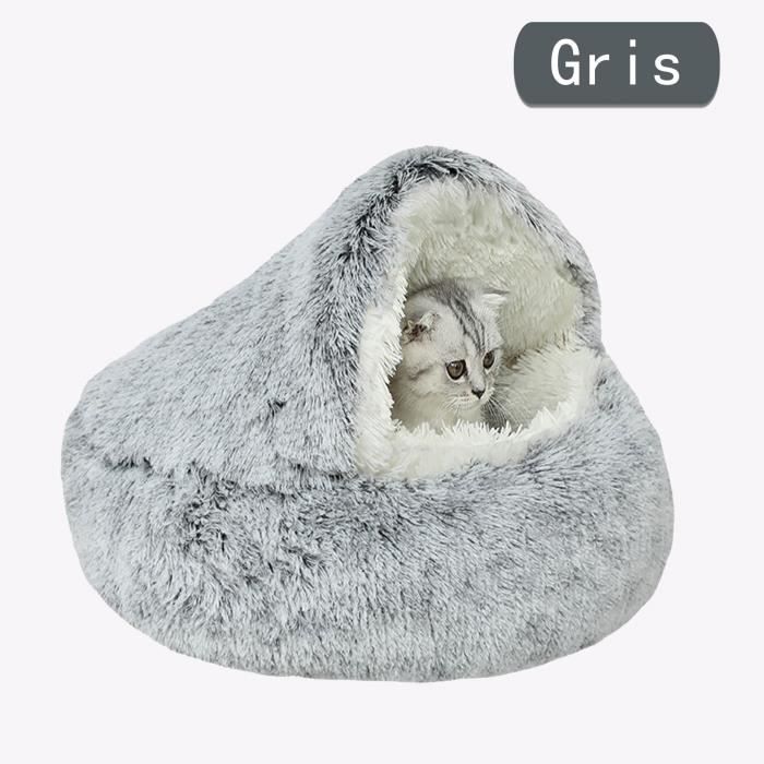 Lit dhiver rond en peluche pour chat doux et chaud tapis Long en peluche pour petit chien chiot sac de couchage