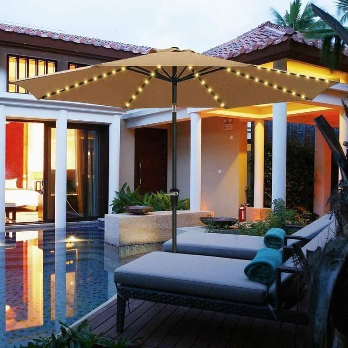 Guirlande lumineuse pour parasol led lampe avec télécommande et 10 attaches de câble décoration jardin