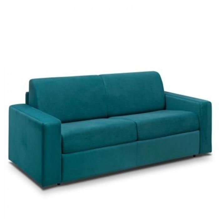 canape convertible rapido midnight amore 140cm matelas 16cm velours bleu paon bleu velours inside75 cdiscount maison