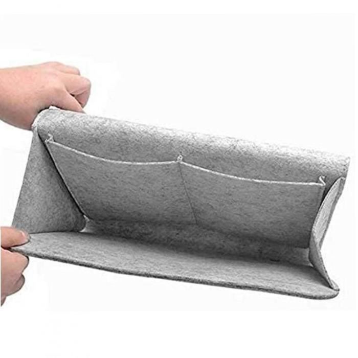 2 Organisateurs De Chevet TTBDDM - Poches Rangement Lit - Crochets Élargis - Coton/Lin - 30x19x12cm - Pour Livres, Téléphone, Verres