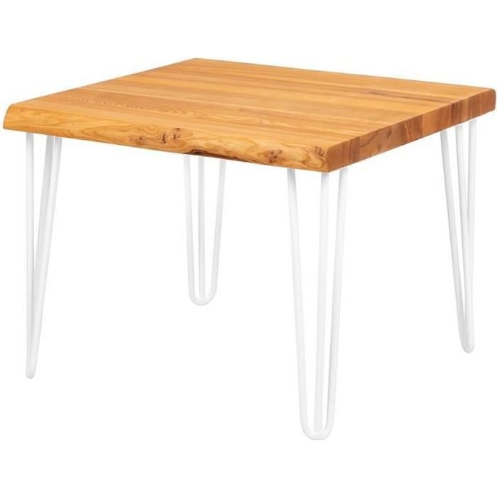 lamo manufaktur table basse en bois - industriel - salon - 60x60x47cm - frêne foncé - pieds métal blanc - modèle creative