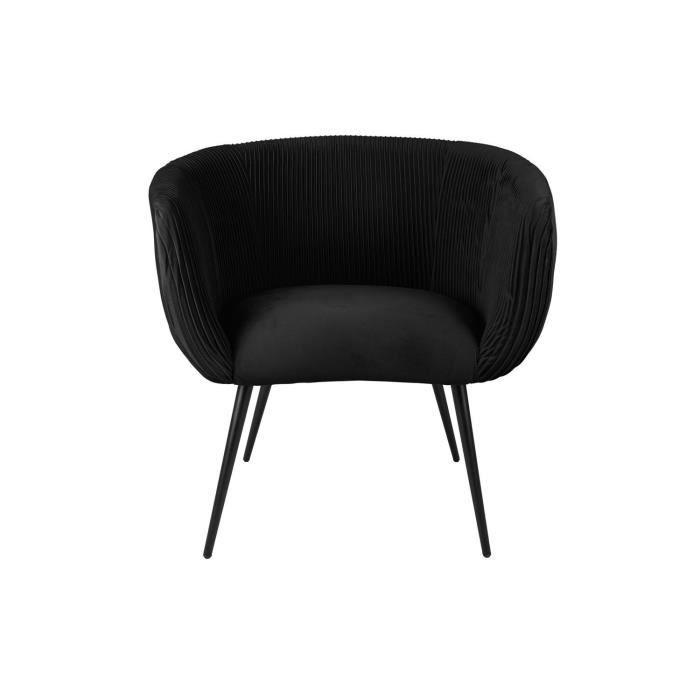 leitmotiv - fauteuil en velours majestic - noir