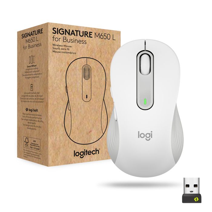 Souris sans fil - LOGITECH - Signature M650 L - Ergonomique - 5 boutons - Bluetooth 2.4 GHz