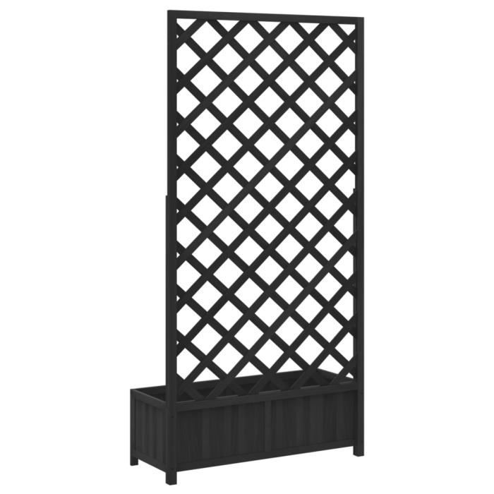 Jardinière - MOTHINESSTO - DX1219 - Bois massif de sapin - Treillis noir - 90x35x180 cm