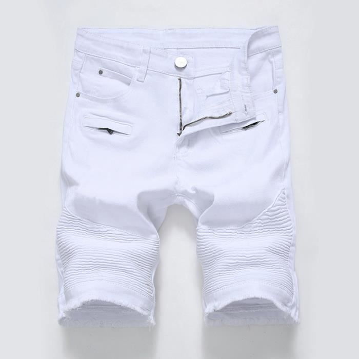 Shorts en Jean Homme Effet Plissé Regular Fit Bermuda Homme Style