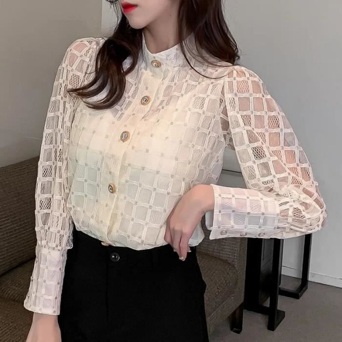 T-shirt avec détail en dentelle pour femmes en Marron