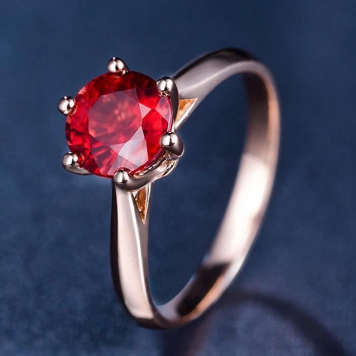 Bague Solitaire Femme Bague de Fiancaille Strass Violet Rouge Bijoux Cadeau Fille Elegante Rouge Achat Vente bague anneau Bague Solitaire Femme Bague Femme Rouge