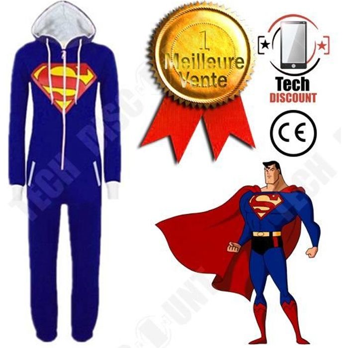 TECH DISCOUNT Pyjama Sweat a capuche bleu Superman superheros DC Comics Cosplay femme fille taille M doux confortable monopie Bleu Cdiscount Pret a Porter